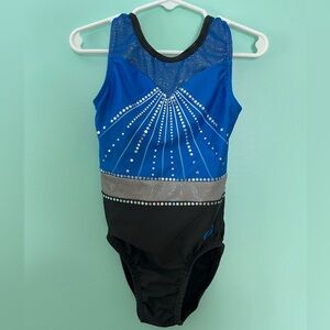 Ozone Blue and Black Girls Gymnastics Leotard